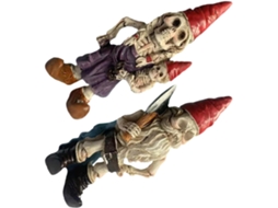 Kichouse Kit de 2 Estátuas de Anões Esqueletos Decorativos para o Halloween, Feitas de Resina, com Design Assustador CHABERLU