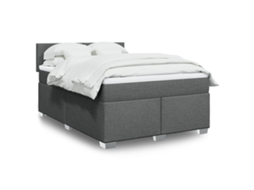 Vidaxl Cama Com Molas/colchão 140x200 Cm Tecido Cinzento-escuro