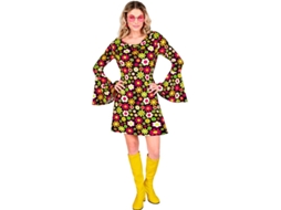 Fato de hippie floral escuro dos anos 60 para mulher