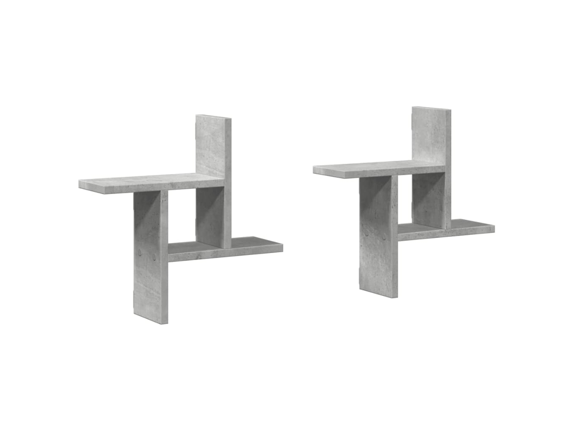 Conjunto de 2 Prateleiras de Parede Derivados de Madeira Cinza Cimento MAISON EXCLUSIVE