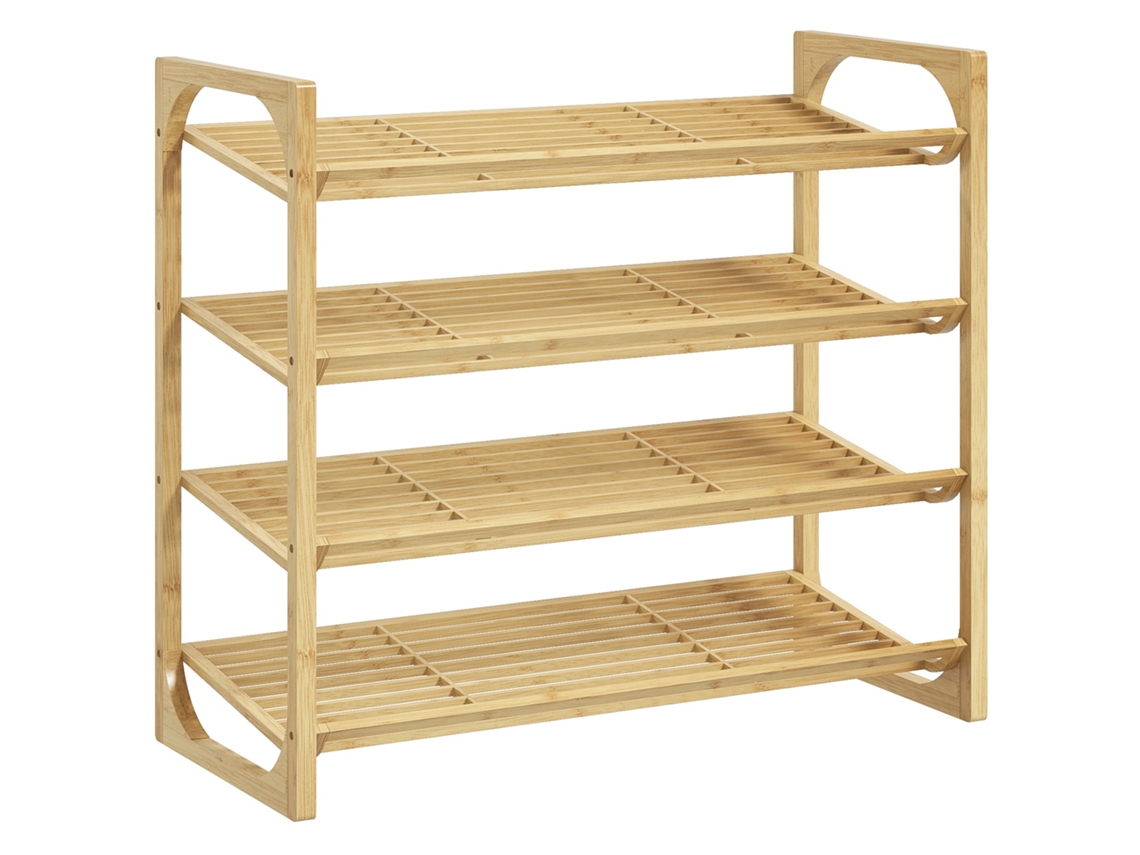 Sapateira de 4 níveis, ripada, para 12 pares, bambu, 76x33x67cm, natural CHEZMOI