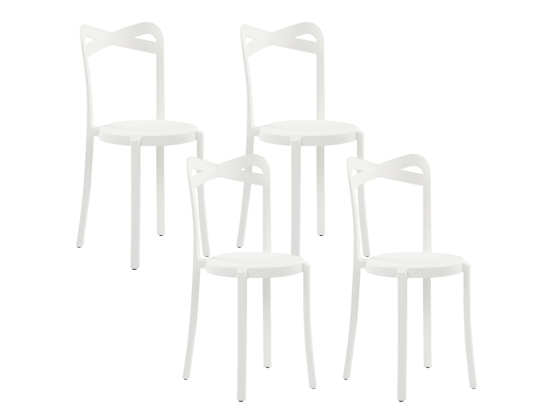 Conjunto De 4 Cadeiras De Jardim Beliani Camogli De Material Sintético Branco 38x40x80
