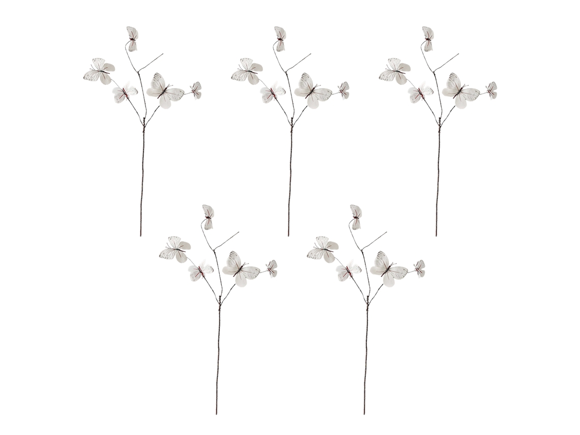 Laxiscreed Ramos Artificiais Brancos Com 5 Cabeças, 70cm, Para Decoração De Interior E Exterior