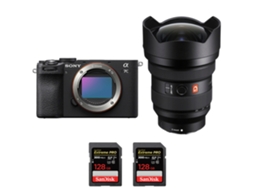 A7c Ii Preto + Fe 12 24mm F/2.8 Gm + 2 Sandisk 128gb Uhs ii 300mb/s Máquina Fotográfica Híbrida + Ebook “20 Dicas para Fotos Que Impressionam” SONY