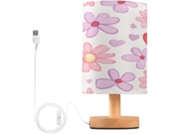 Luminária De Cabeceira Led Para Quarto, Luminária De Leitura Com Cúpula Tecido, Base De Madeira E Porta Usb Para
