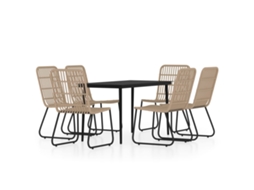 Maison Exclusive - 7 Pcs Conjunto De Jantar Para Jardim Cor De Carvalho