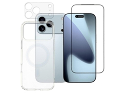 Capa Para Iphone 17 Pro Max Compatível Com Magsafe Com Película De Vidro Temperado E Lente Transparente