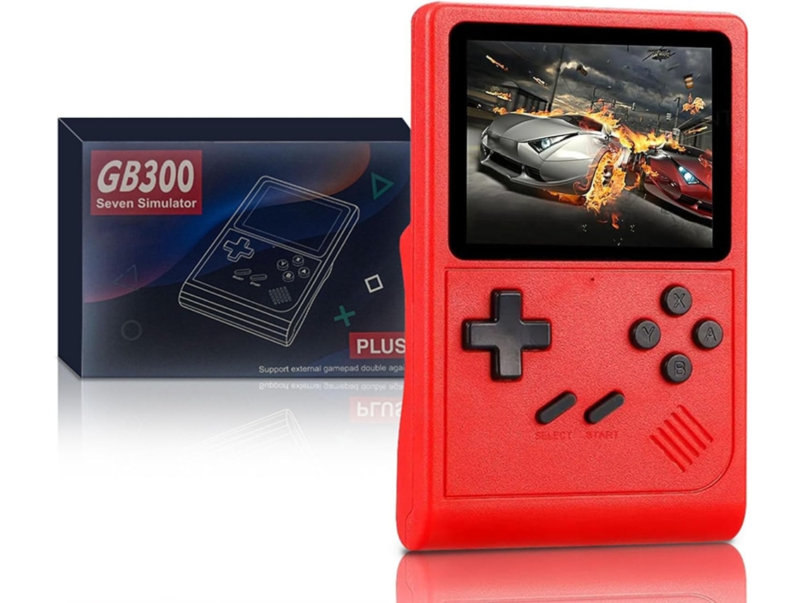 Console Portátil Retrô com Mais de 6000 Títulos Clássicos, Tela de 3 Polegadas, Vermelho AQUAFORGE