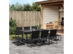 Vidaxl 11 Pcs Conjunto De Jantar Para Jardim Textilene Preto