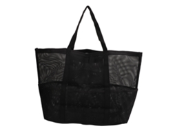 Bolsa de Praia AQUAFORGE dobrável em nylon mesh, preta, multifuncional para viagens e camping