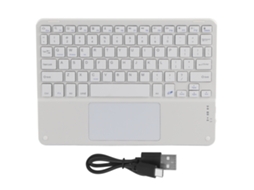 Teclado Inalámbrico Bluetooth Con Panel Táctil, 10 Pulgadas, Ultrafino, Portátil, Teclas Silenciosas, para Smartphones, Tablets Y Portátiles, Blanco.