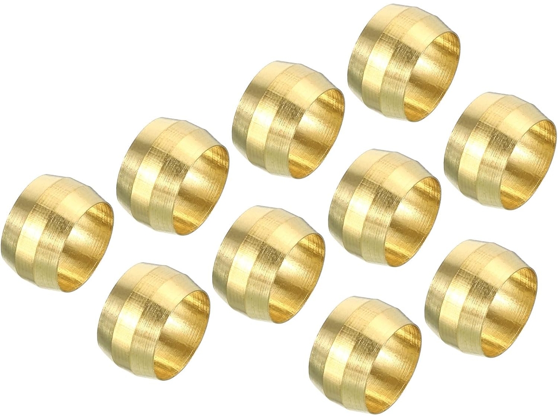 Conjunto de 20 terminais de compressão de latão com diâmetro externo de 10 mm.