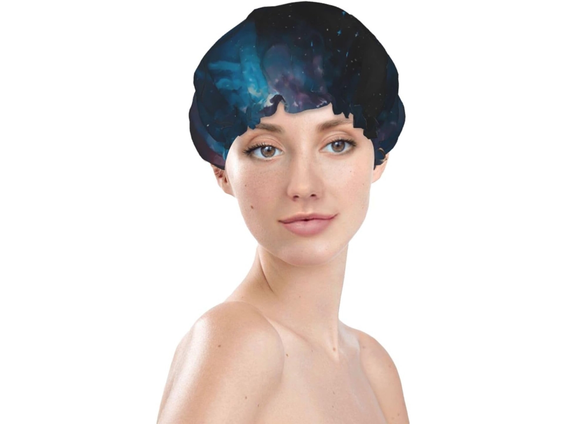 Touca De Banho Feminina, Reutilizável, Impermeável, Dupla Camada, Com Elástico, Ideal Para Cabelos Longos, Com Estampa