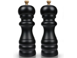 Juego De Molinillos De Sal Y Pimienta De Madera (negro)