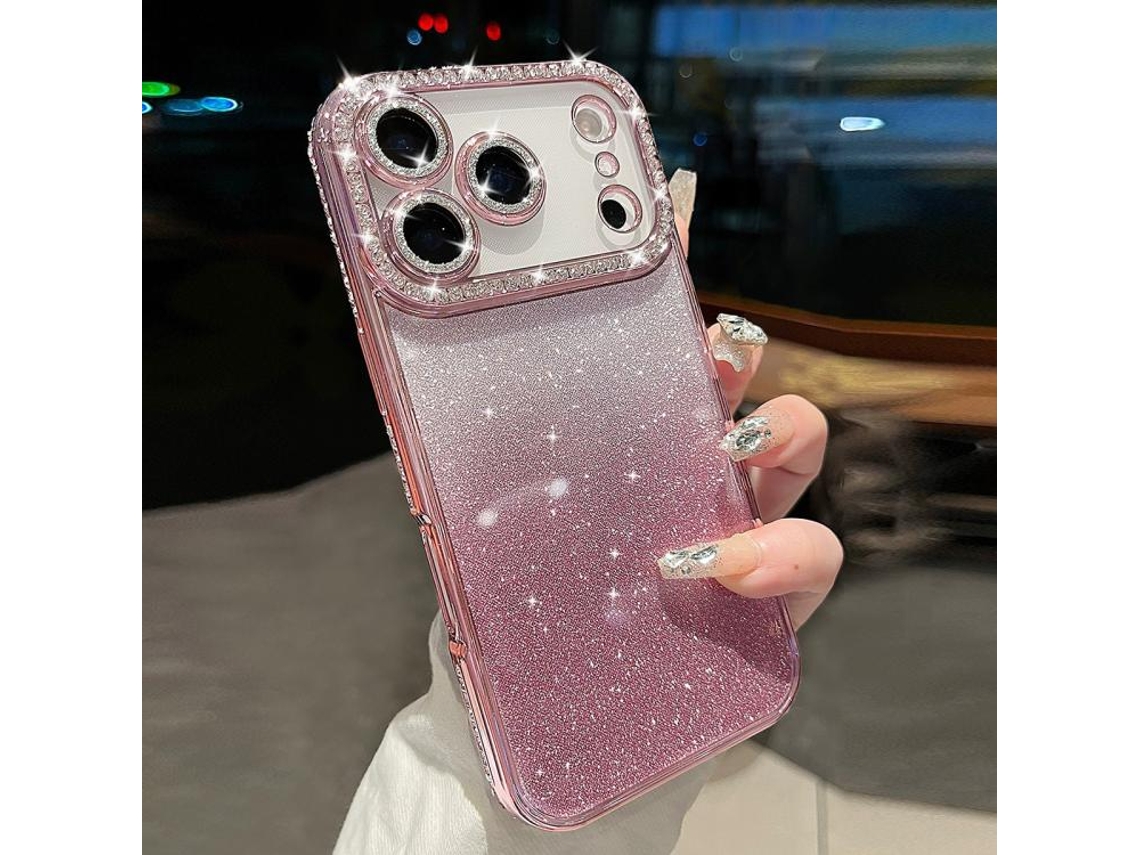 Capa De Tpu Para Iphone 17 Pro Max - Glitter Degradê De Diamante