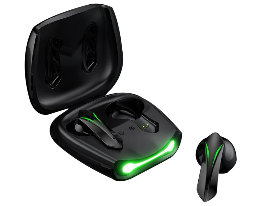 Fones de Condução Óssea para Treino, Bluetooth Sem Fio Aberto com Microfones, 20h Reprodução, IPX Água Preto JIAPEI