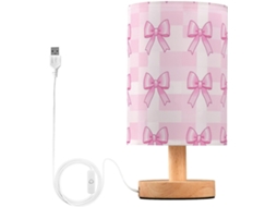 Abajur De Cabeceira Rosa Kcldeci Com Laços Para Quarto, Fazenda Style, Mesa De Cabeceira, Luminária De Mesa Para Sala