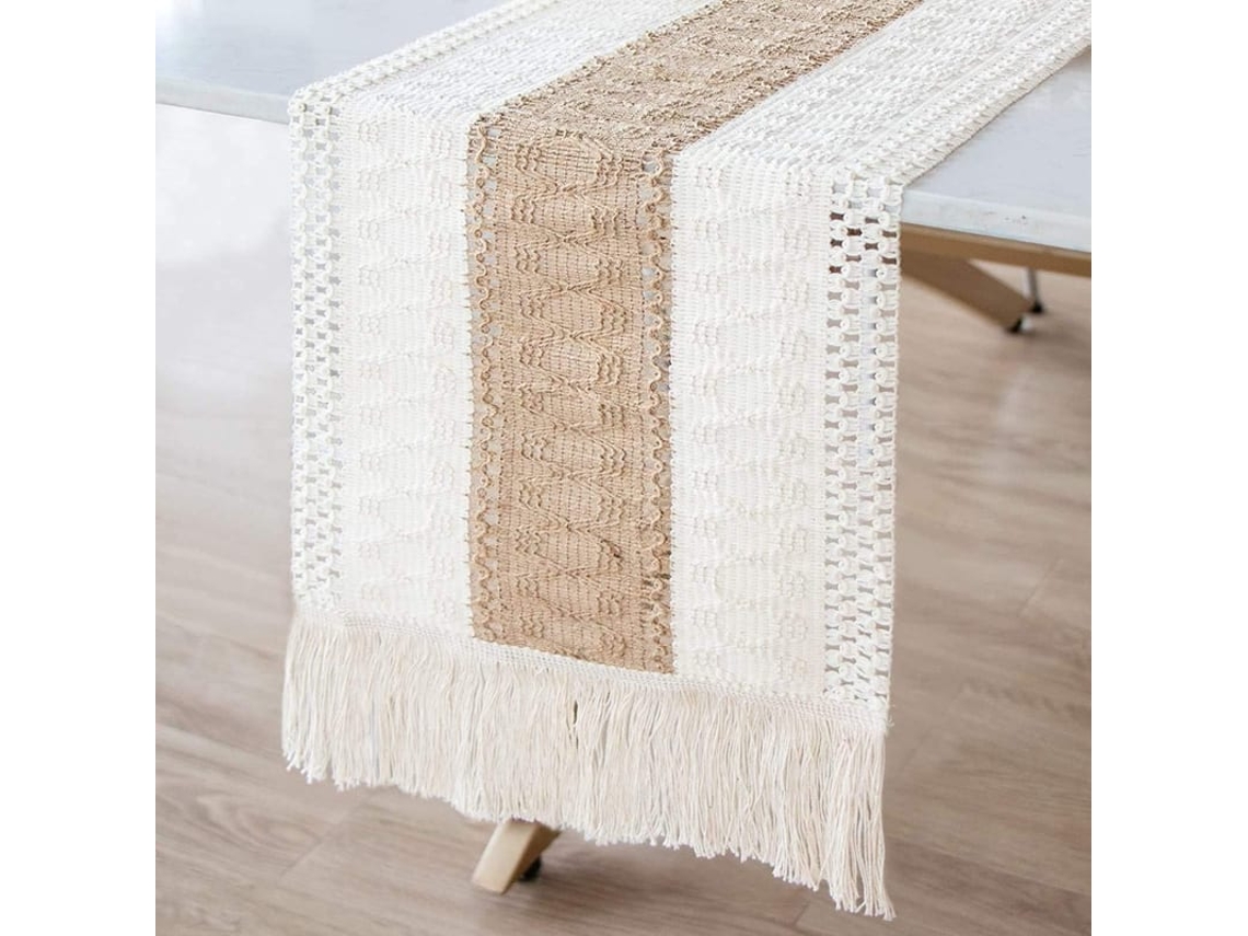 2026-runner De Mesa Macramé Natural 2025 De Juta E Algodão, Estilo Boho Com Tassels, 30x183 Cm
