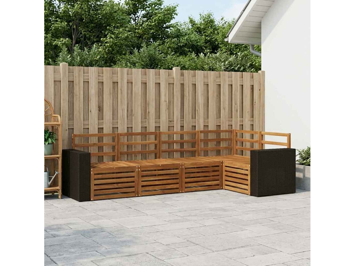 Vidaxl Conjunto De Sofá Sectional 5 Pcs Natural