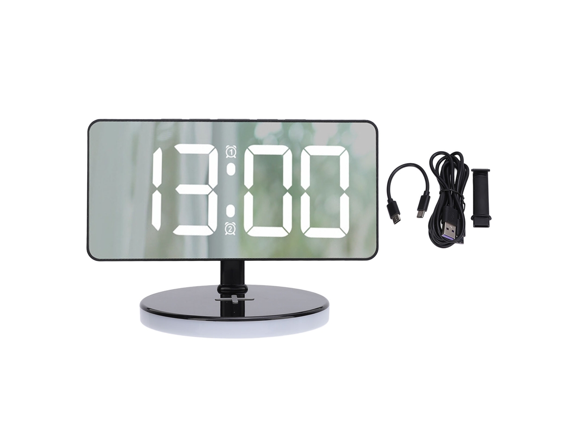 Despertador digital Baok-reloj com espelho em acrílico e luz noturna RGB, 6 níveis de brilho para quarto, sala de estar e casa.