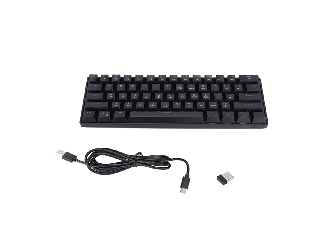 Teclado Mecânico Gamer Hxsj 61 Teclas Rgb Retroiluminado Três Modos Sem Fio Ergonomic Para Casa Escritório Preto