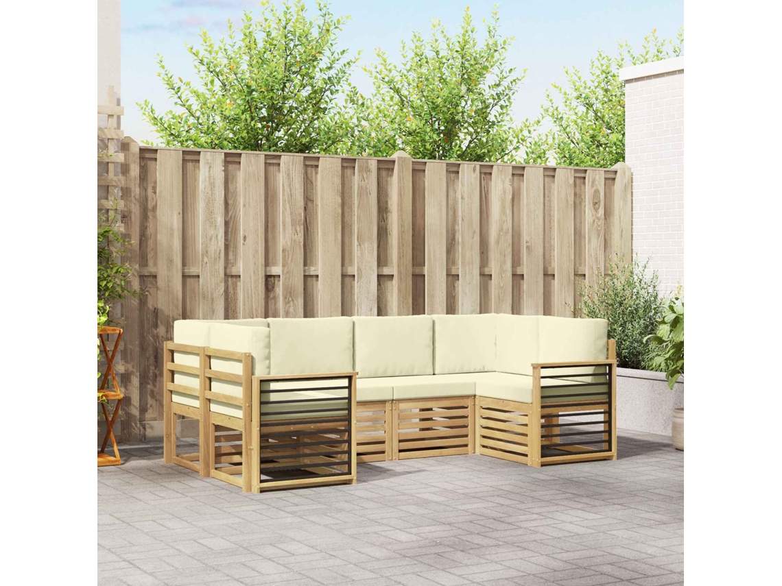 Vidaxl Conjunto De Sofás Para Exterior 6 Unid. Branco E Creme