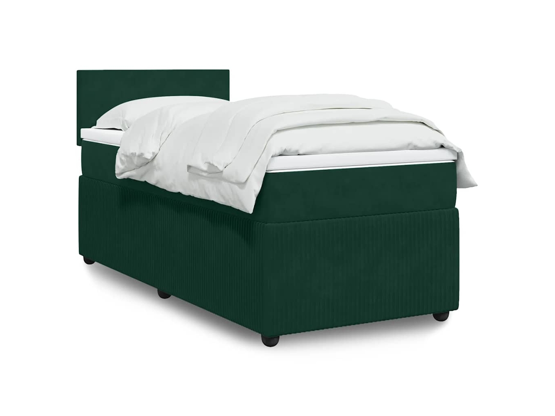 Vidaxl Cama Com Molas/colchão 80x200 Cm Veludo Verde-escuro