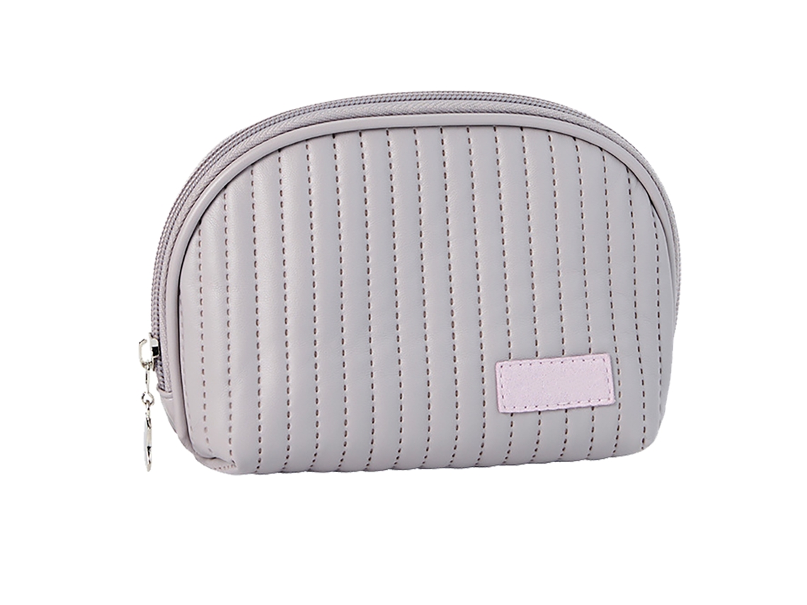 Bolsa de Maquiagem de Couro Pu portátil com grande capacidade para viagem Roxa S/MARCA
