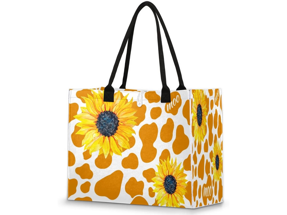 Bolsa Grande Tropicallife com Estampa de Vaca e Girafa (42x17x33 cm)