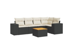 Conjunto Sofás de Jardim 6 Pcs com Almofadões Vime Pe Preto MAISON EXCLUSIVE (6 pcs)