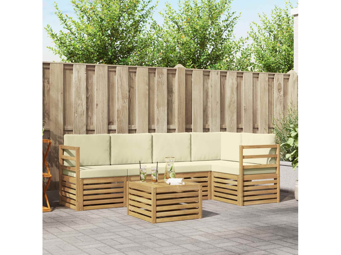 Vidaxl Conjunto De Sofás Para Exterior 6 Unid. Branco E Creme