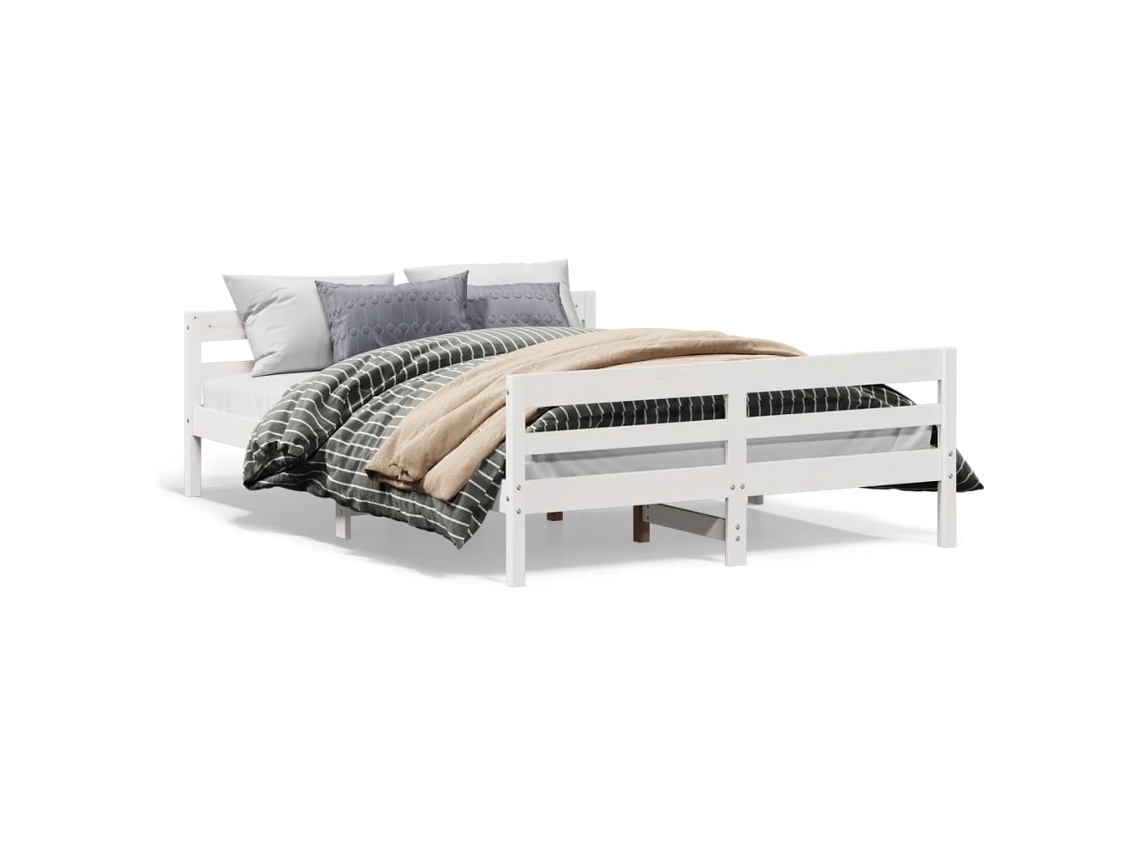 Bed Frame, Bed Frames Vidaxl Branco Madeira De Pinho (140 X 200 Cm)