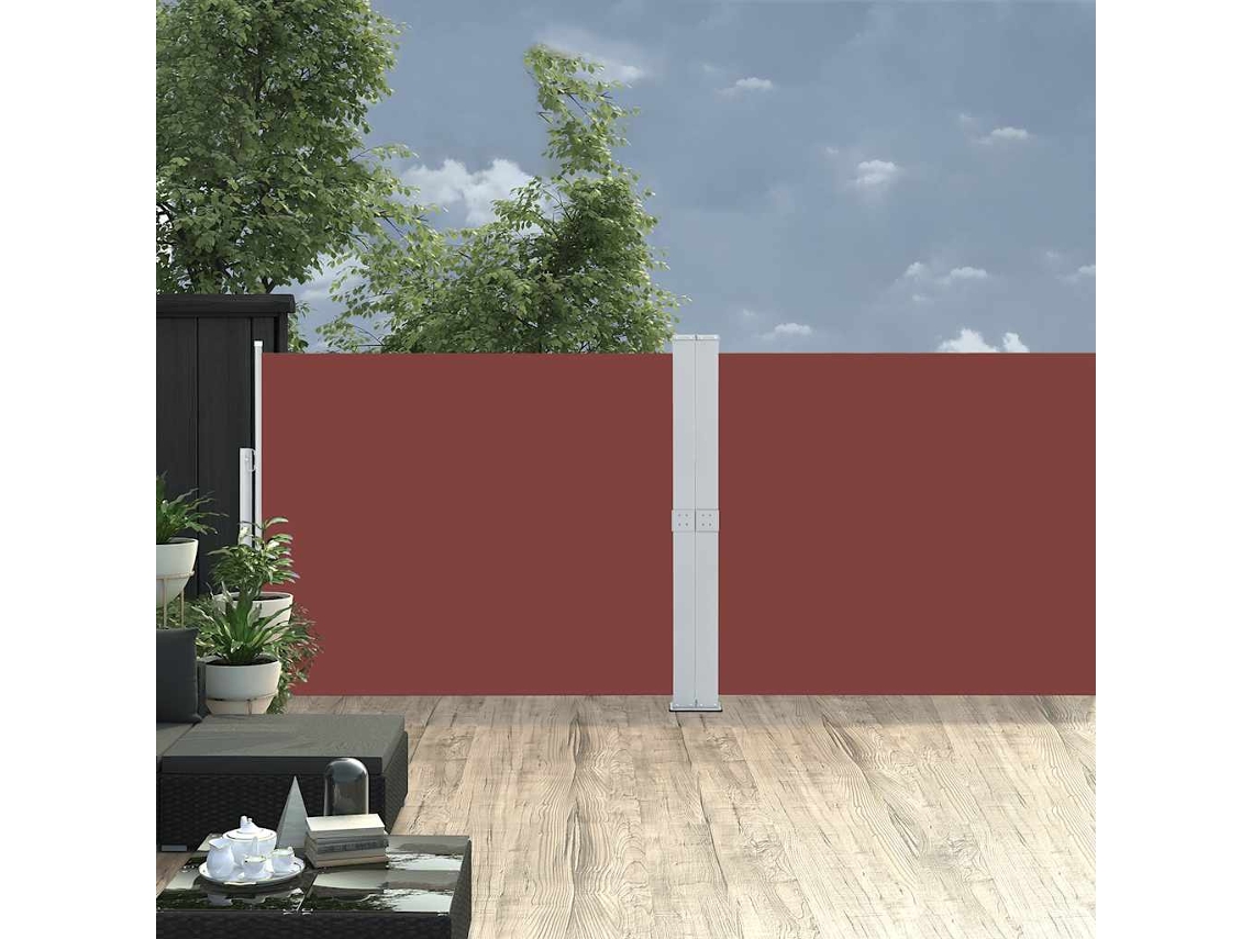 Vidaxl Toldo Lateral Retrátil Para Pátio 140x1200 Cm Castanho