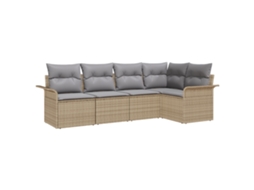 Conjunto 5 Conjunto De Sofás Para Exterior Vidaxl Bege Vime Pe (242,5 X 132,5 X 69 Cm)