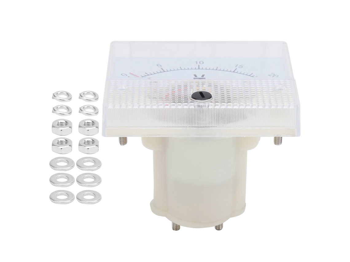 Voltímetro CC 85C1 0-20V com conector para estabilizadores e quadros de distribuição.