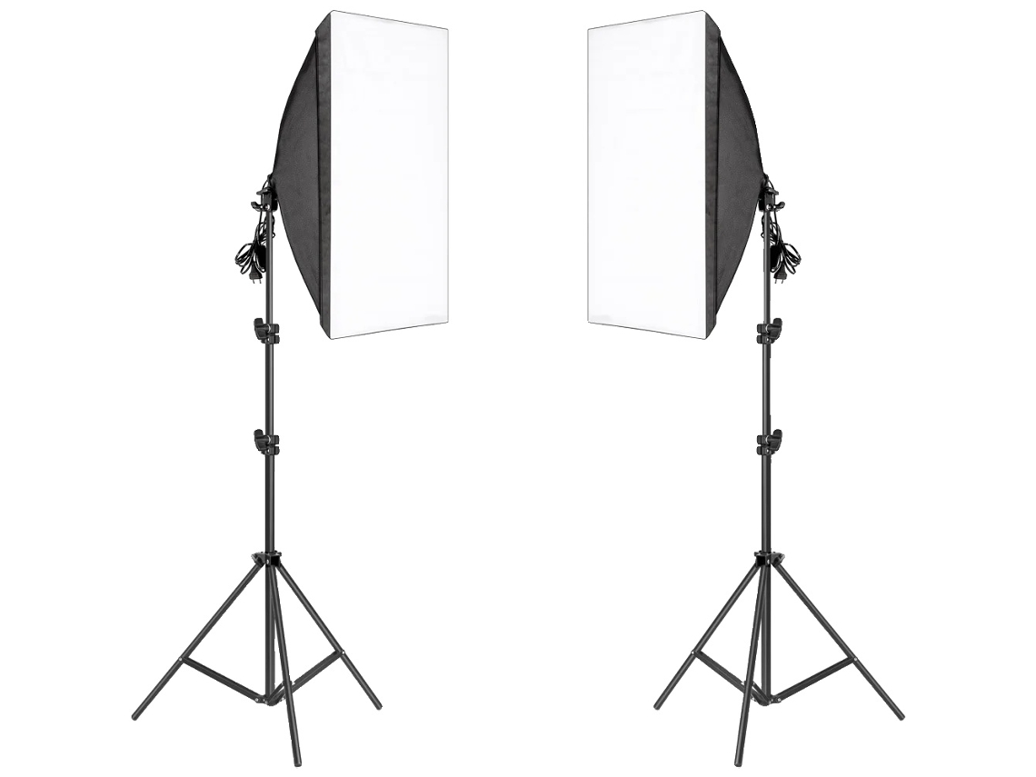 Kit De Iluminação Com Softbox Para Fotografia, Suporte De Luz Ajustável De 2m, Inclui Bolsa Oxford