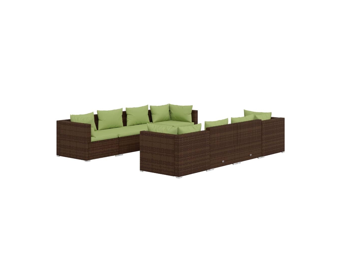 Maison Exclusive - 9 Pcs Conjunto Lounge De Jardim C/ Almofadões Vime Pe Castanho