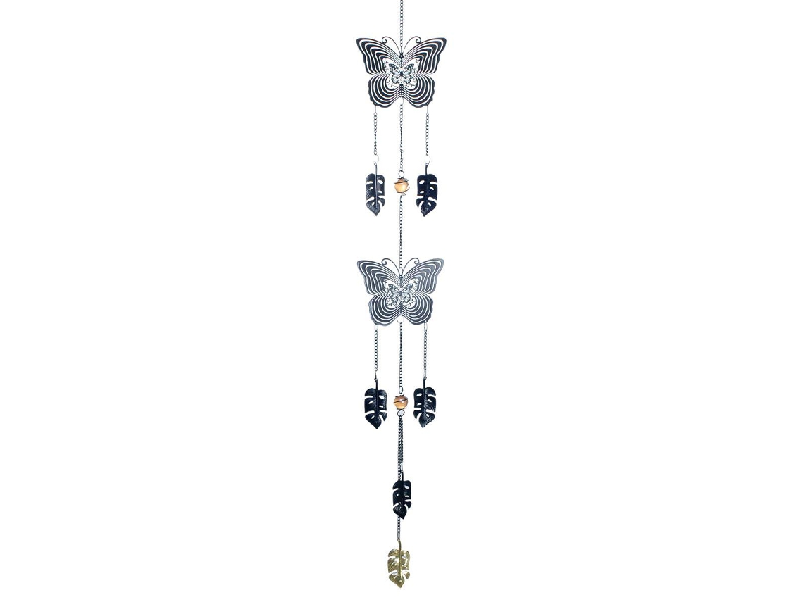 Borboleta de Suspensão e Metal Oriental 105X3X13Cm Cinza
