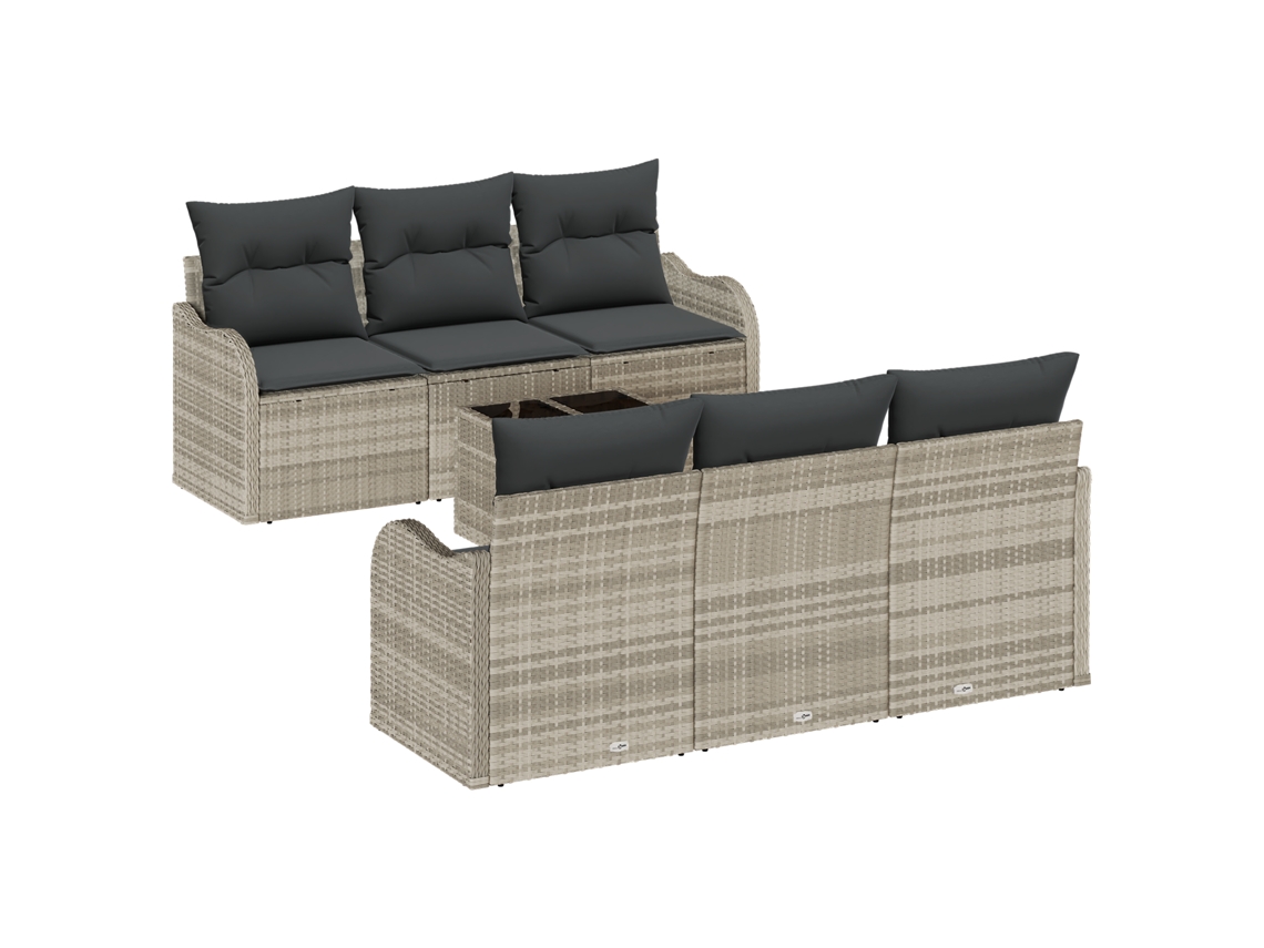 Conjunto 7 Móveis De Jardim Vidaxl Cinzento-claro Vime Pe (55 X 55 X 37 Cm)