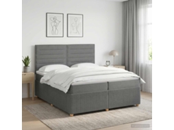 Vidaxl Cama Box Spring Com Colchão Cinzento-escuro 200 X 200 Cm Tecido