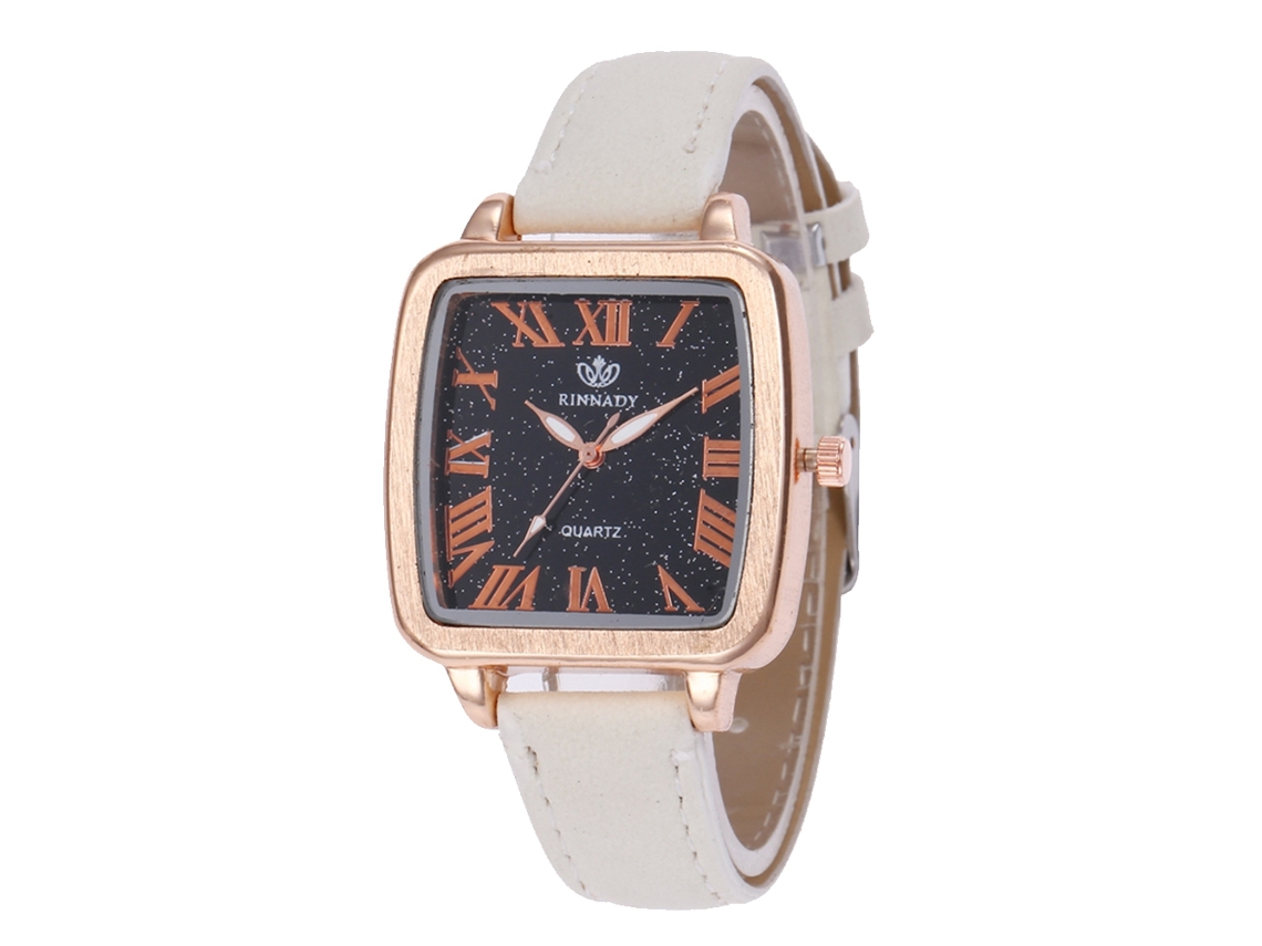Relógio de quartzo unissex moderno com mostrador quadrado, pulseira inclusa (branco)