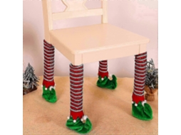 Pacote Com 4 Capas Para Pernas De Cadeira De Natal, Meias De Elfo Listradas, Capas Para Pernas De Cadeira De Natal Olysi Shop