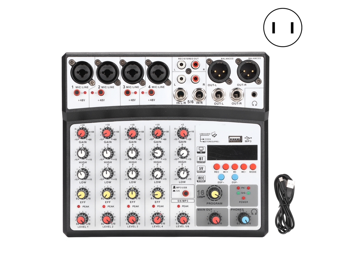 Mixer Digital 6 Canais LAXISCREED para Karaokê e Gravação