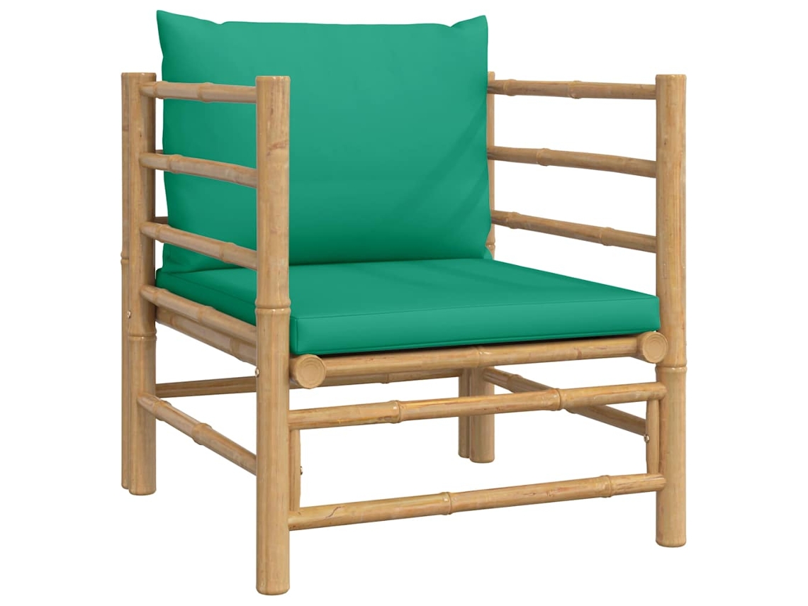 Maison Exclusive - Sofá De Jardim Bambu Com Almofadões Verdes