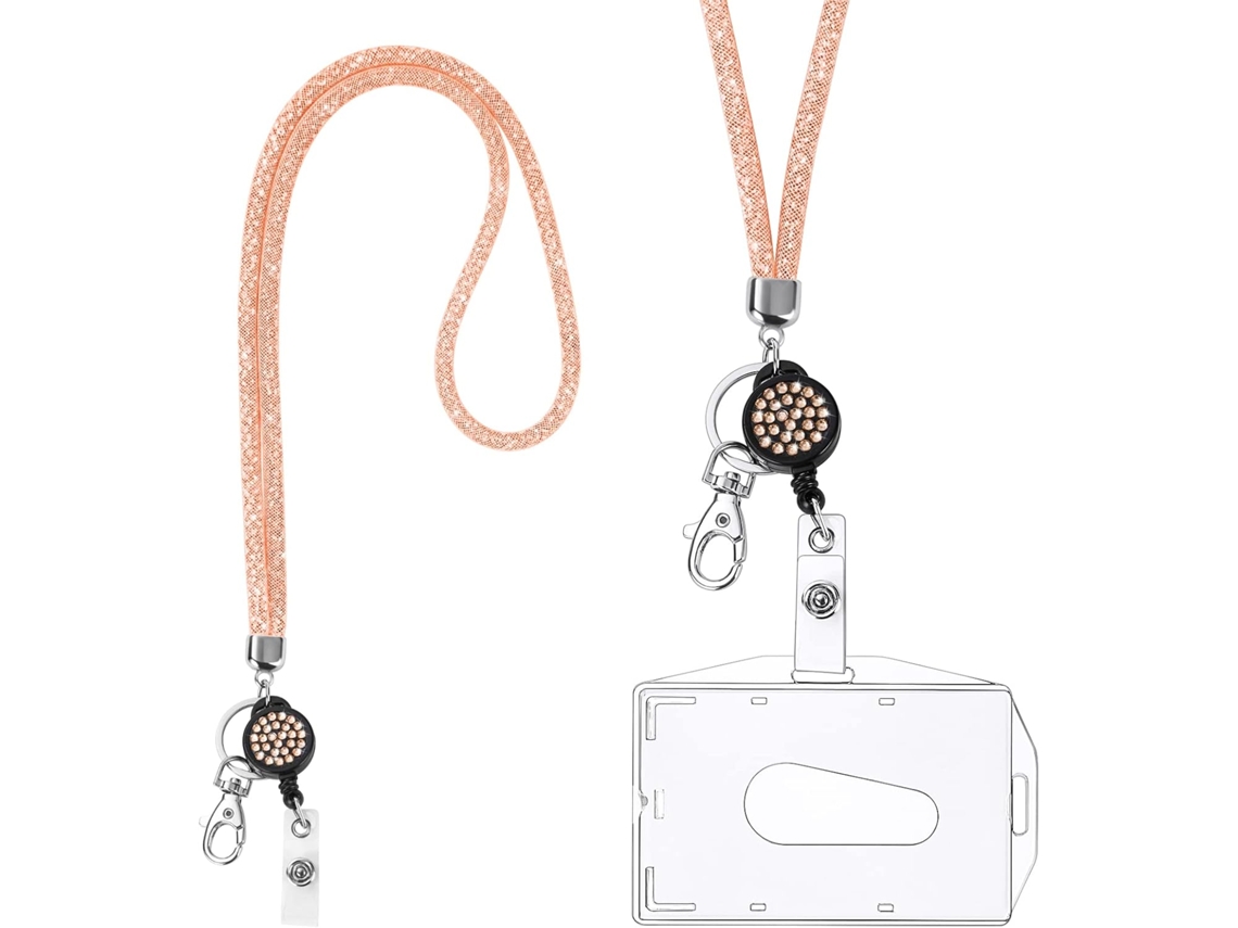 Cordão Para Colar De Cristal, Chaveiro Brilhante, Porta Crachá Transparente Com Aquaforge