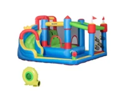 Castelo Insuflável com Escorrega Trampolim Piscina (inclui Insuflador e Saco, 390x300x197cm)