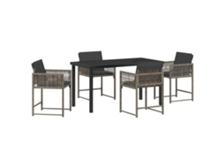 Conjunto 5 De Jantar De Jardim Com Almofadas Vidaxl Cinza Rattan Pe
