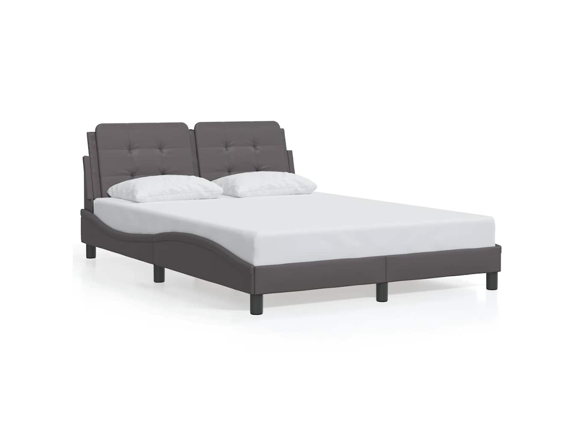 Estrutura de Cama Zadar Couro Artificial Cinzento 140x200 cm MAISON EXCLUSIVE