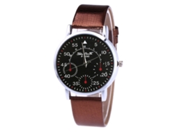 Relógio Zhoulianfa Fashion Quartz, estilo vintage, com pulseira de couro PU marrom.