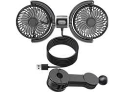 Ventilador Portátil Infantil Para Banco Traseiro De Carro, Alimentado Por Usb, Com Duas Cabeças, 3 Velocidades